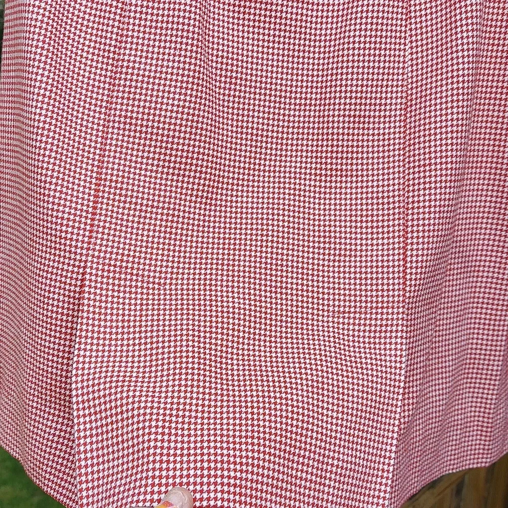 Vintage Ann Taylor Gingham Houndstooth pleated mini Skirt Belt
